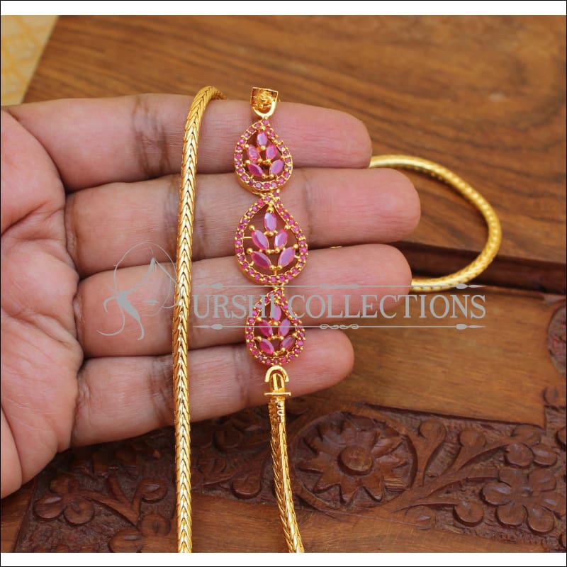ELEGANT GOLD PLATED CZ MOPPU CHAIN UTV802 - RUBY - Moppu chain