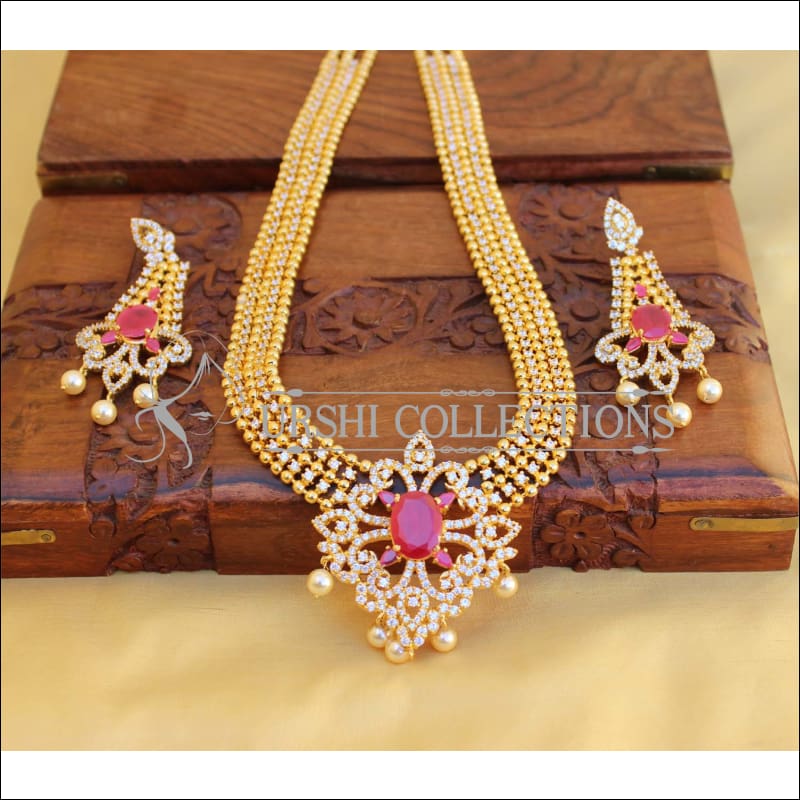 ELEGANT GOLD PLATED CZ NECKLACE SET UTV451 - Necklace Set