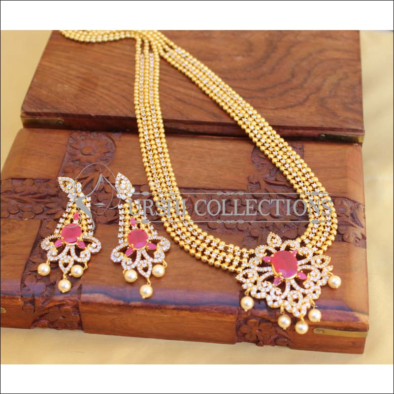 ELEGANT GOLD PLATED CZ NECKLACE SET UTV451 - Necklace Set