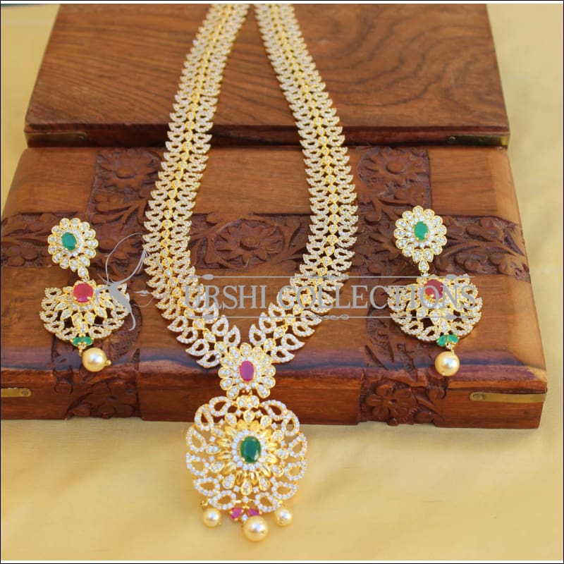 ELEGANT GOLD PLATED CZ NECKLACE SET UTV461 - Necklace Set