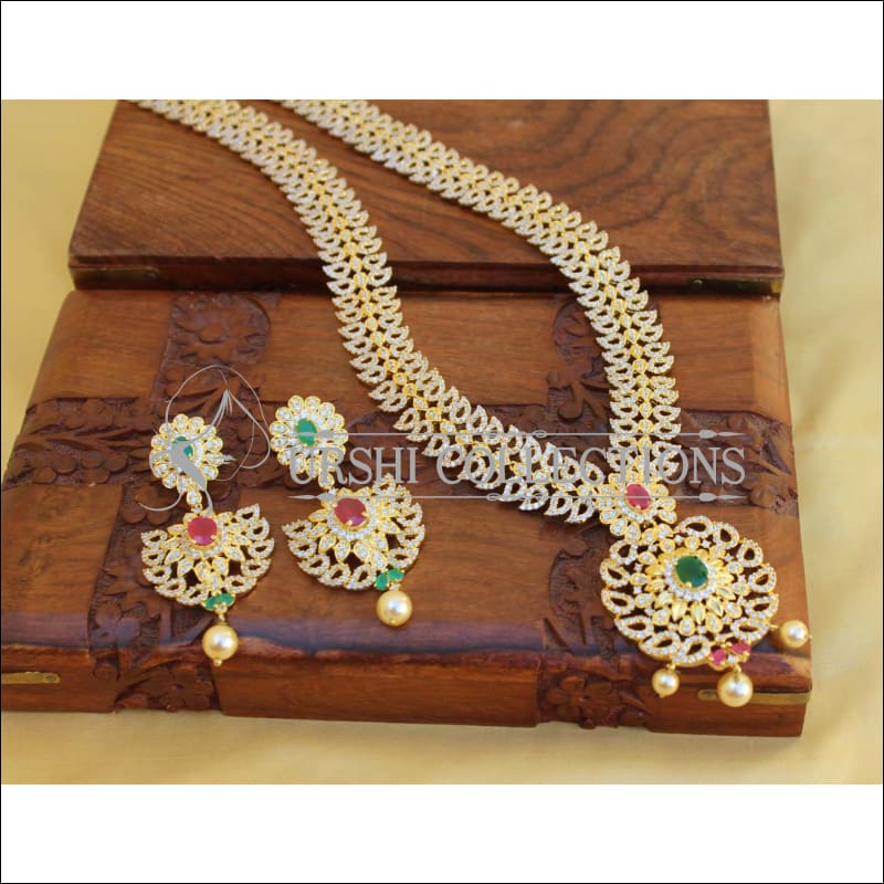 ELEGANT GOLD PLATED CZ NECKLACE SET UTV461 - Necklace Set