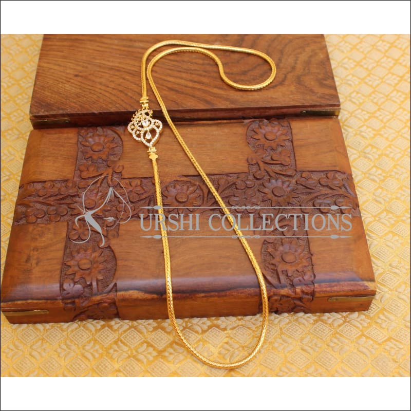 ELEGANT GOLD PLATED CZ PEACOCK MOPPU CHAIN UTV776 - Necklace Set