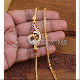 ELEGANT GOLD PLATED CZ PEACOCK MOPPU CHAIN UTV788 - WHITE &RUBY - Moppu chain