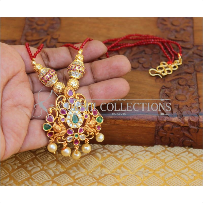 ELEGANT GOLD PLATED CZ PEACOCK NECKLACE UTV666 - Necklace Set