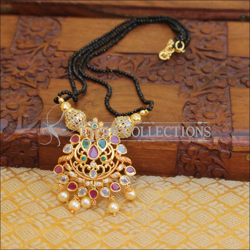 ELEGANT GOLD PLATED CZ PEACOCK NECKLACE UTV667 - Necklace Set