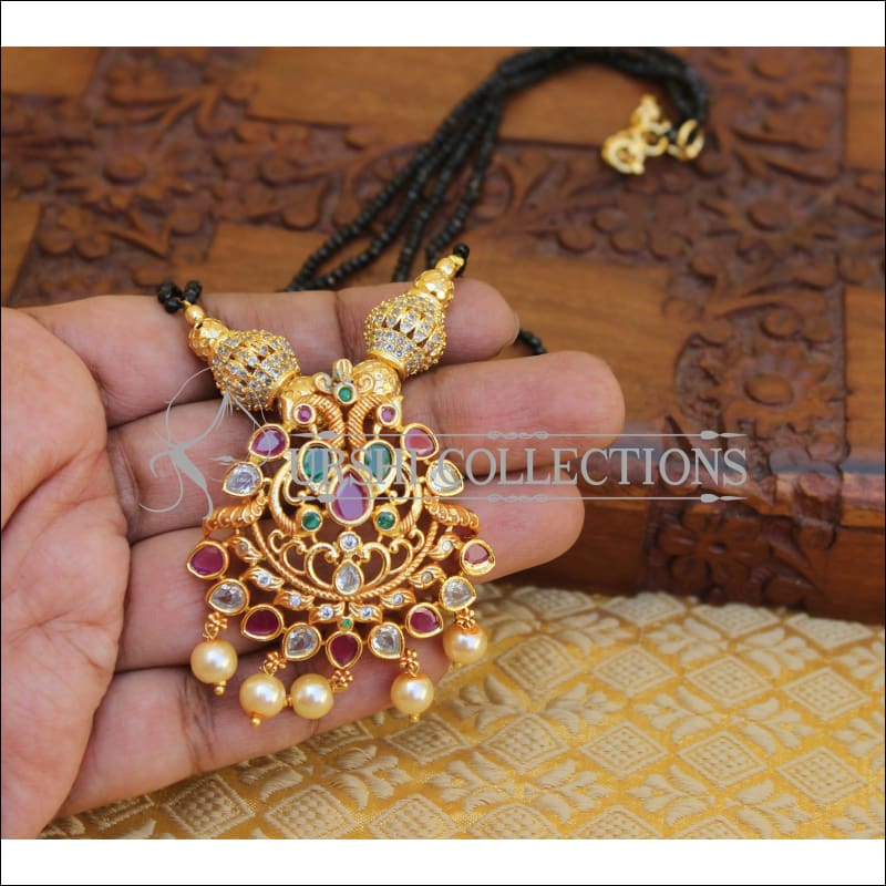 ELEGANT GOLD PLATED CZ PEACOCK NECKLACE UTV667 - Necklace Set