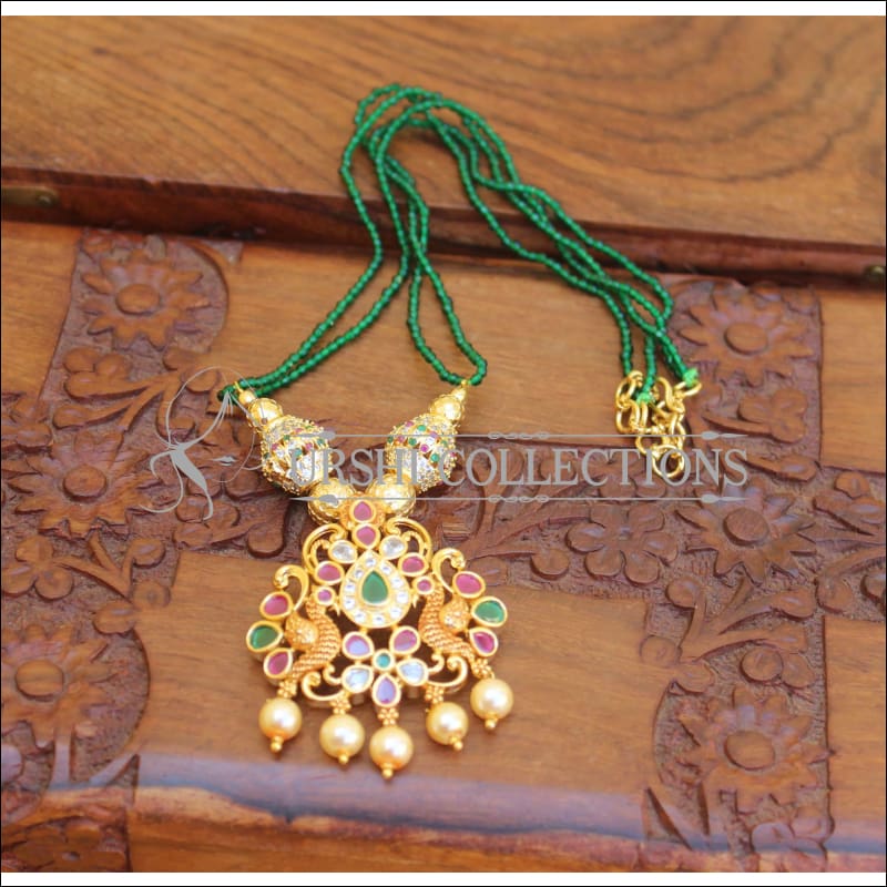 ELEGANT GOLD PLATED CZ PEACOCK NECKLACE UTV668 - Necklace Set