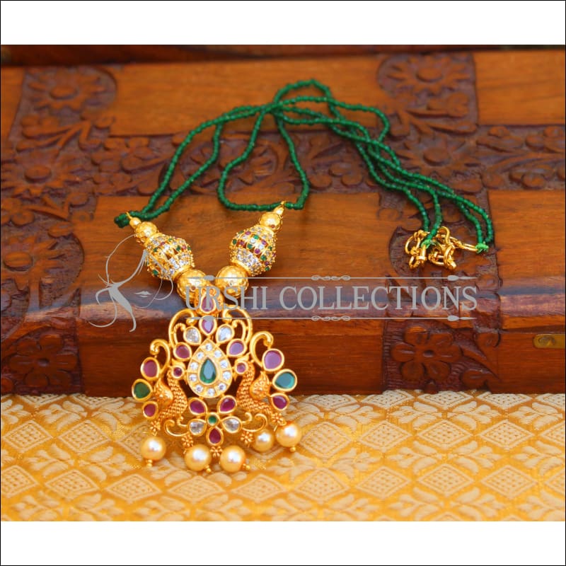 ELEGANT GOLD PLATED CZ PEACOCK NECKLACE UTV668 - Necklace Set