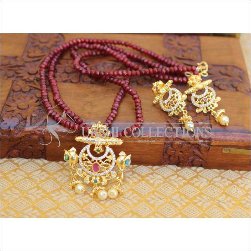 ELEGANT GOLD PLATED CZ NECKLACE SET UTV293 - Necklace Set