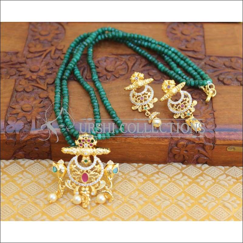 ELEGANT GOLD PLATED CZ NECKLACE SET UTV294 - Necklace Set