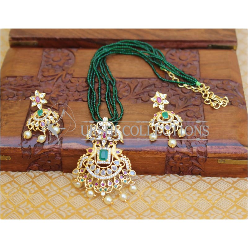 ELEGANT GOLD PLATED CZ PENDANT SET UTV518 - Pendant Set