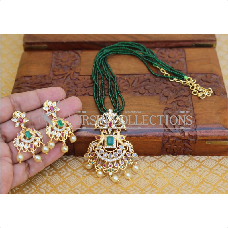 ELEGANT GOLD PLATED CZ PENDANT SET UTV518 - Pendant Set