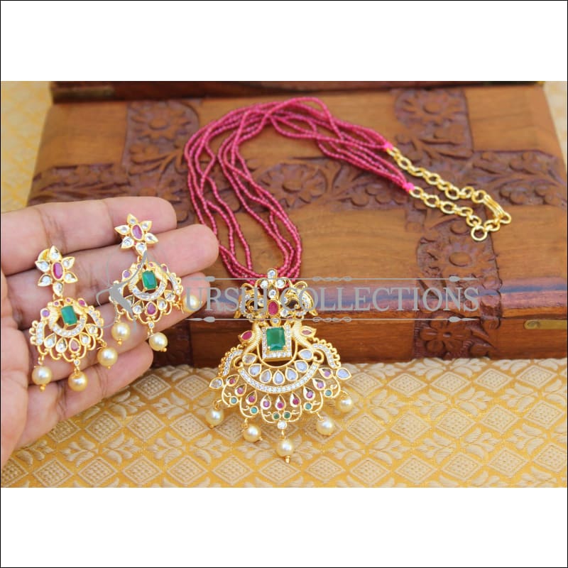 ELEGANT GOLD PLATED CZ PENDANT SET UTV519 - Pendant Set