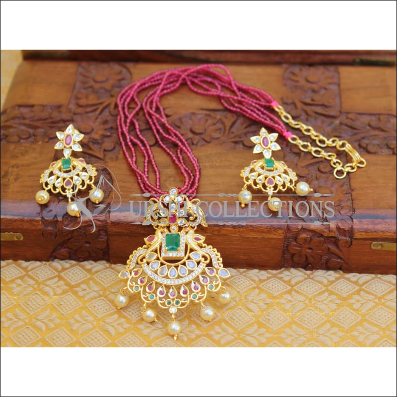 ELEGANT GOLD PLATED CZ PENDANT SET UTV519 - Pendant Set
