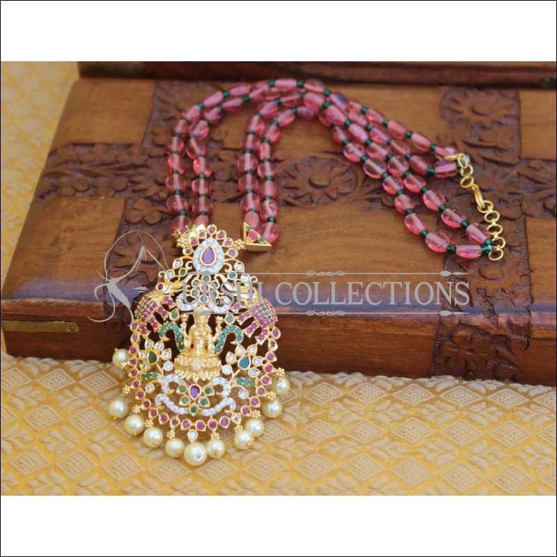 ELEGANT GOLD PLATED CZ TEMPLE NECKLACE UTV350 - Necklace Set