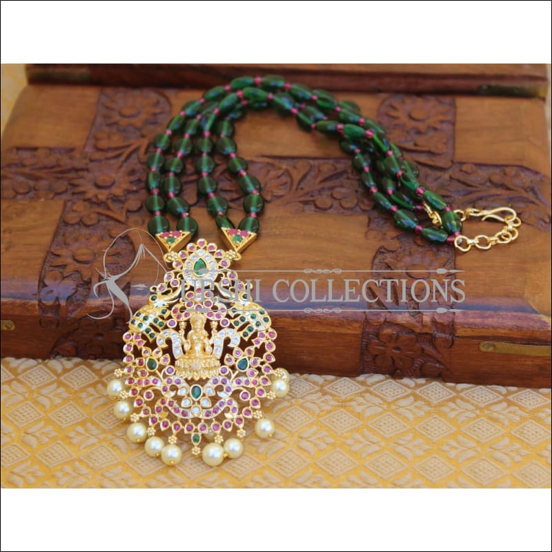 ELEGANT GOLD PLATED CZ TEMPLE NECKLACE UTV351 - Necklace Set