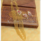 Elegant Gold Plated Five Layer Necklace Set UC-NEW 544 - Ruby and White - Necklace Set