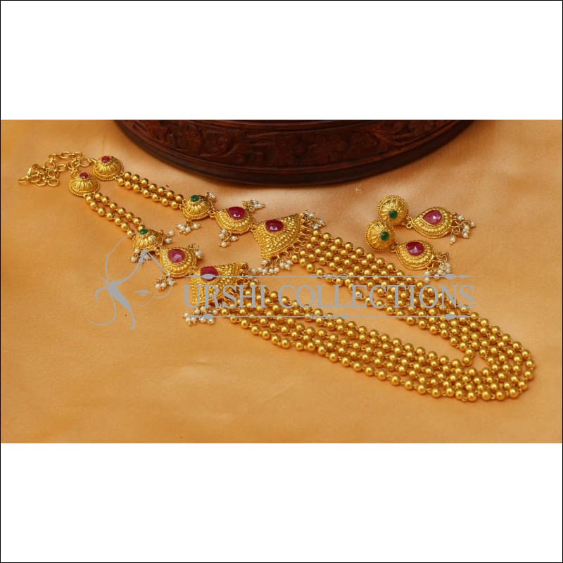 Elegant Gold Plated Five Layer Necklace Set UC-NEW1467 - Necklace Set