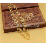 Elegant Gold Plated Five Layer Necklace Set UC-NEW549 - Ruby and White - Necklace Set