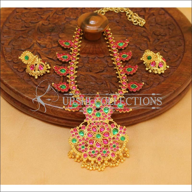 Elegant Gold Plated Kempu Mango Necklace Set UC-NEW512 - Necklace Set