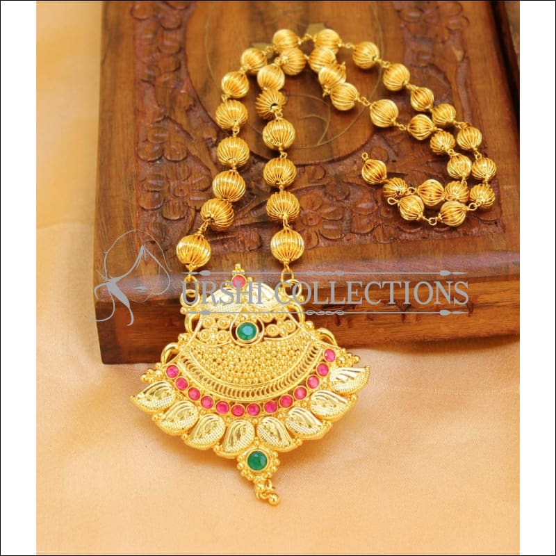 Elegant Gold Plated Kempu Pendant Set UC-NEW1774 - Multi - Pendant Set
