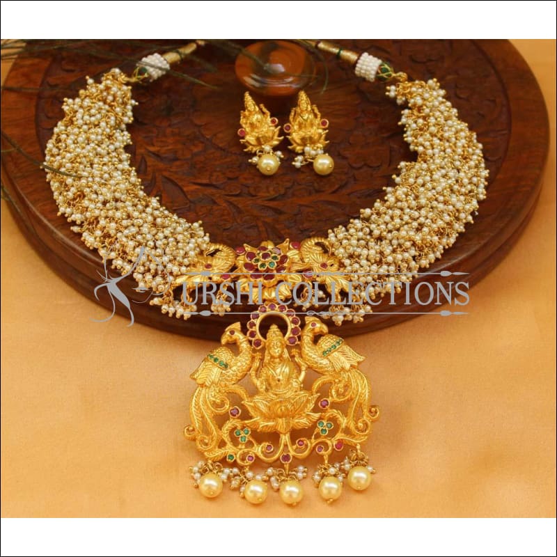 Elegant Gold Plated Lakshmi Necklace Set UC-NEW1310 - Necklace Set