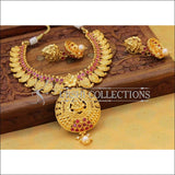 Elegant Gold Plated Lakshmi Necklace Set UC-NEW760 - Red - Necklace Set