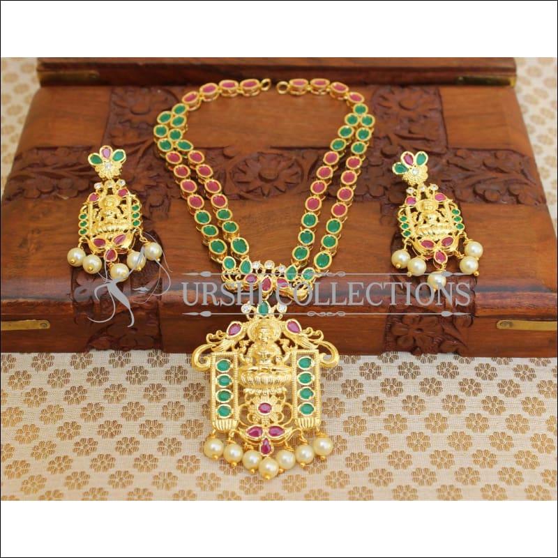 Elegant Gold Plated Lakshmi Necklace Set UC-NEW82 - Necklace Set