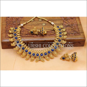 Elegant Gold Plated Mango Necklace Set UC-NEW1607 - Blue - Necklace Set