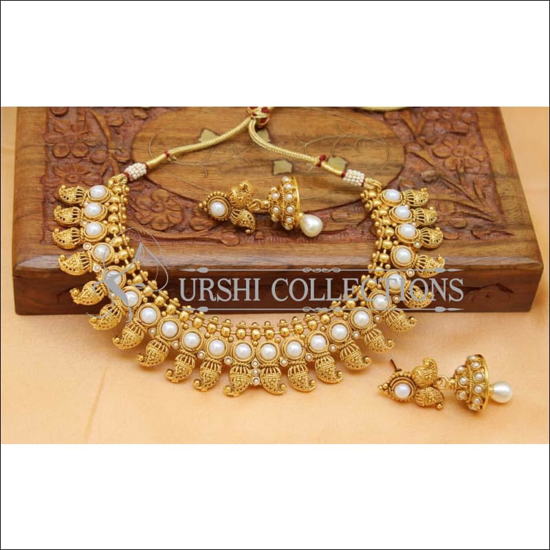 Elegant Gold Plated Mango Necklace Set UC-NEW1607 - White - Necklace Set