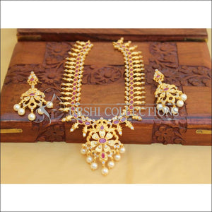 Elegant Gold Plated Mango Necklace Set UC-NEW1764 - Red - Necklace Set