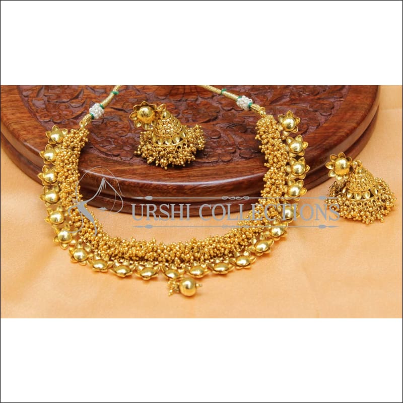 Elegant Gold Plated Necklace Set UC-NEW1498 - Gold - Necklace Set