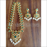 ELEGANT GOLD PLATED NECKLACE SET UTV1219 - GREEN & WHITE - Necklace Set