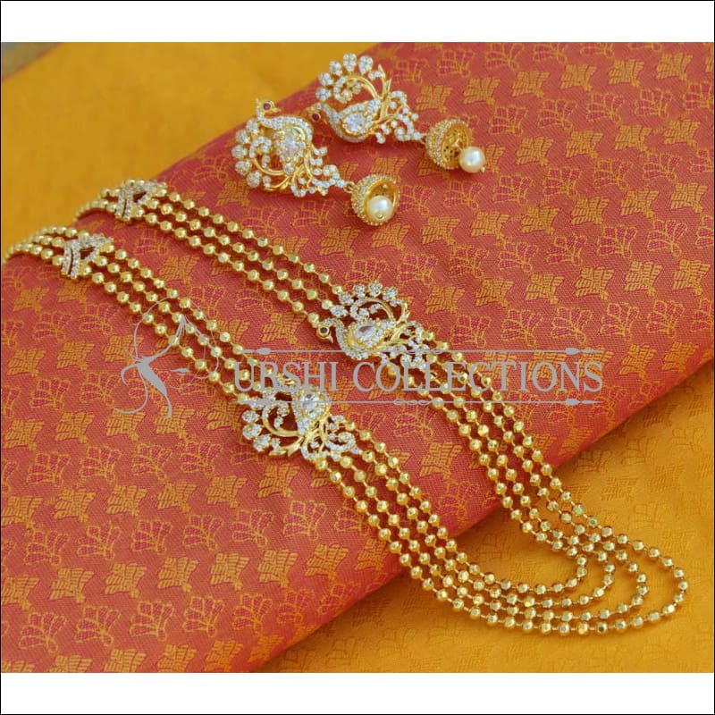 Elegant Gold Plated Peacock CZ Necklace Set UC-NEW1631 - Necklace Set