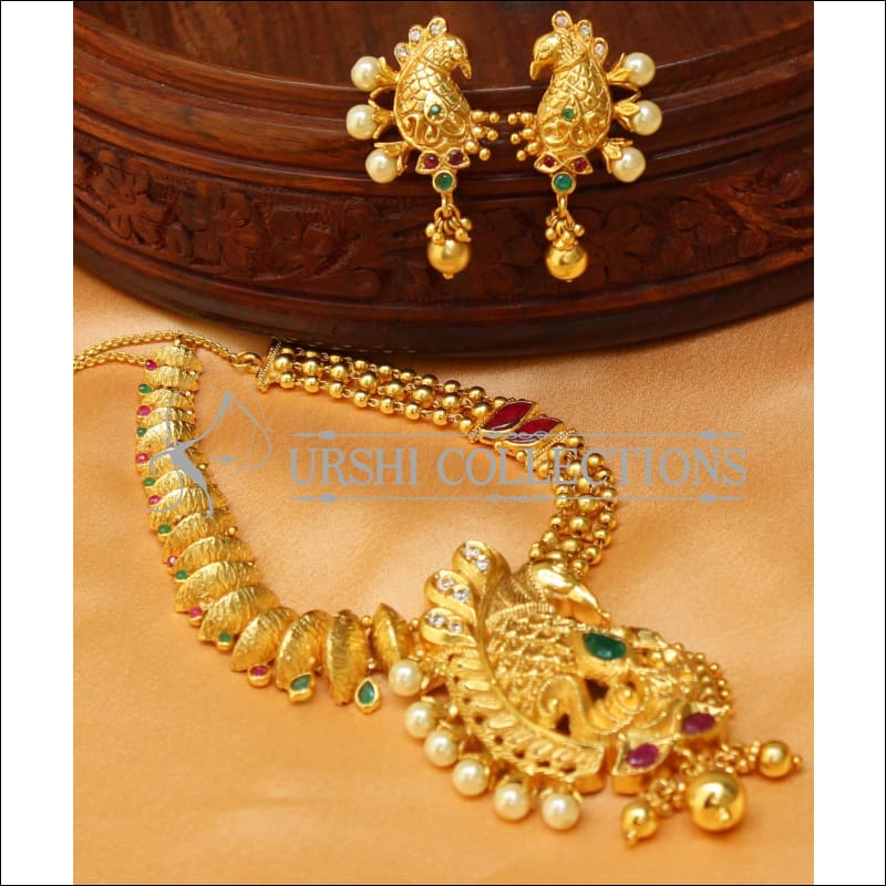 Elegant Gold Plated Peacock Necklace Set UC-NEW1473 - Necklace Set