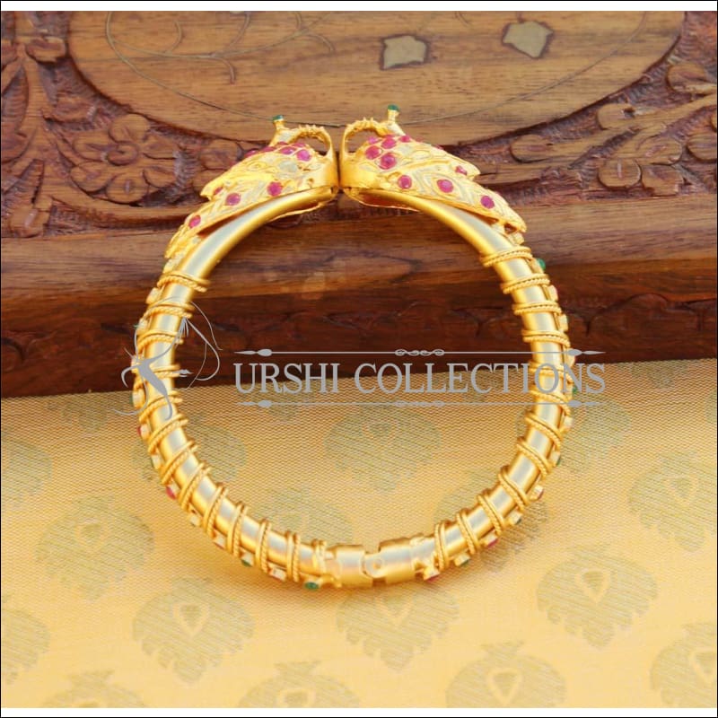Elegant Gold Plated Peacock Openable Kada UC-NEW2072 - Bracelets