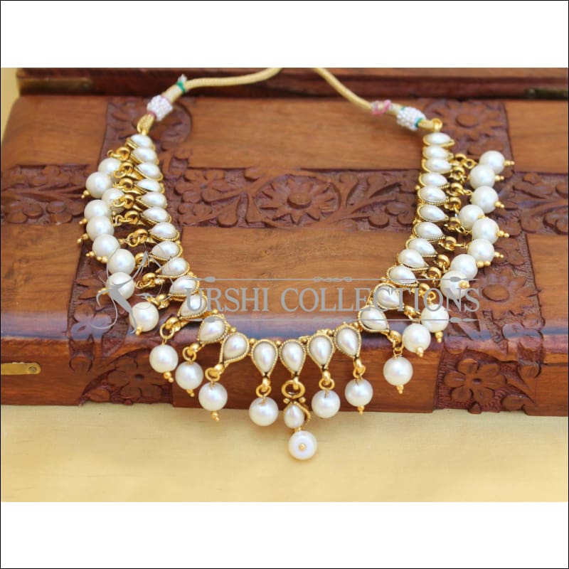 ELEGANT GOLD PLATED PEARL NECKLACE UTV471 - Necklace Set