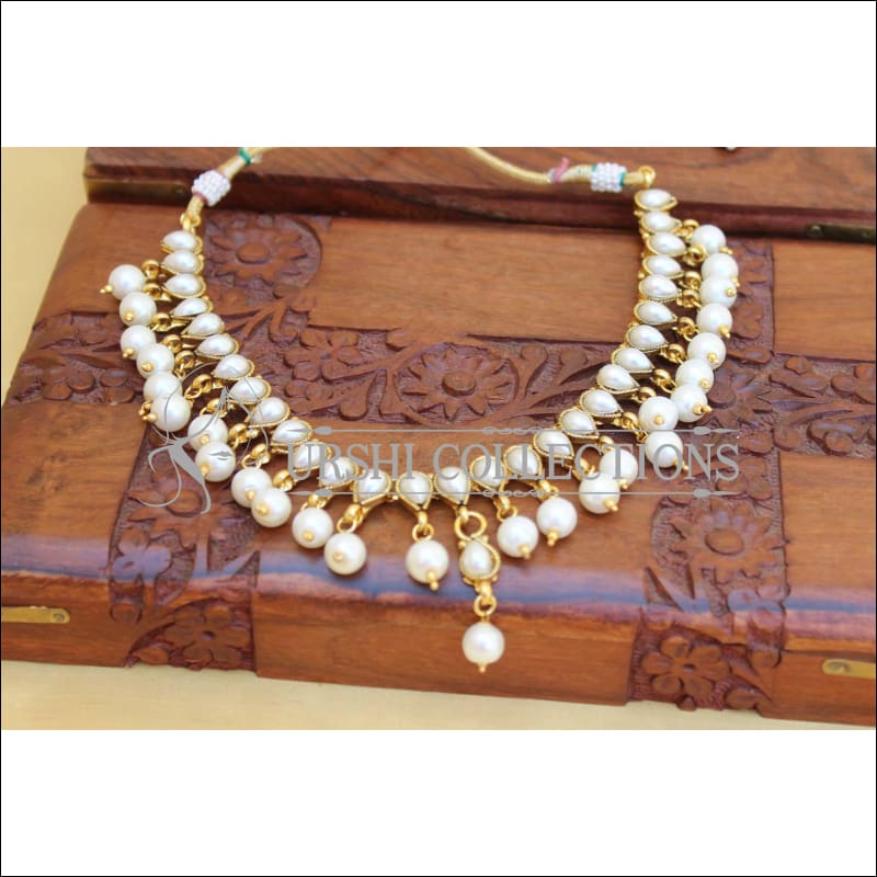 ELEGANT GOLD PLATED PEARL NECKLACE UTV471 - Necklace Set