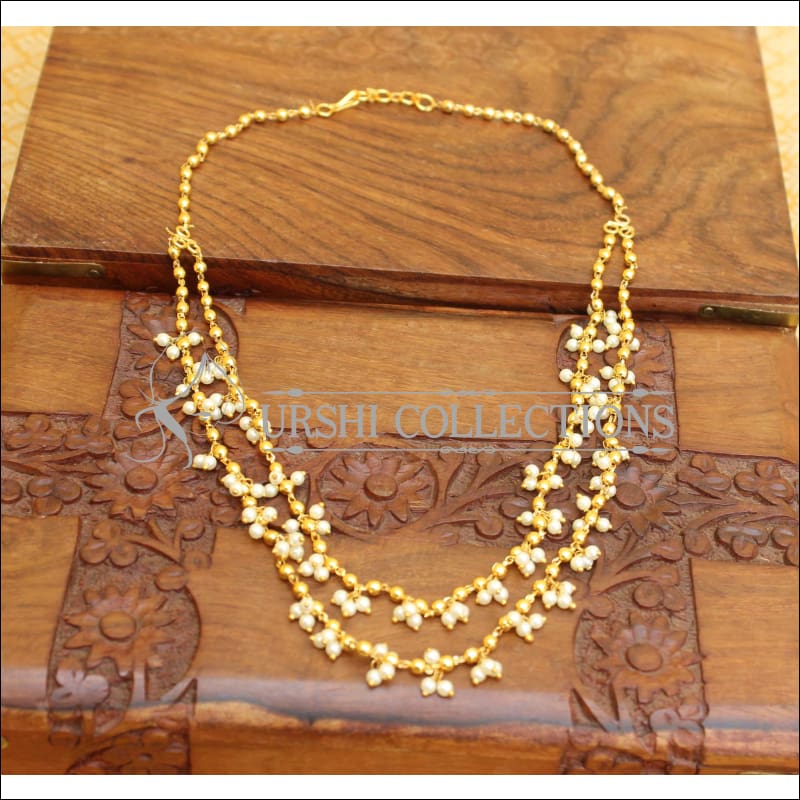 ELEGANT GOLD PLATED PEARL NECKLACE UTV579 - Necklace Set
