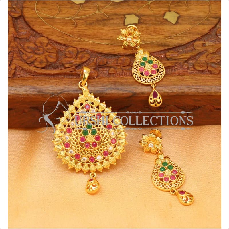 Elegant Gold Plated Pendant Set UC-NEW1781 - Multi - Pendant Set