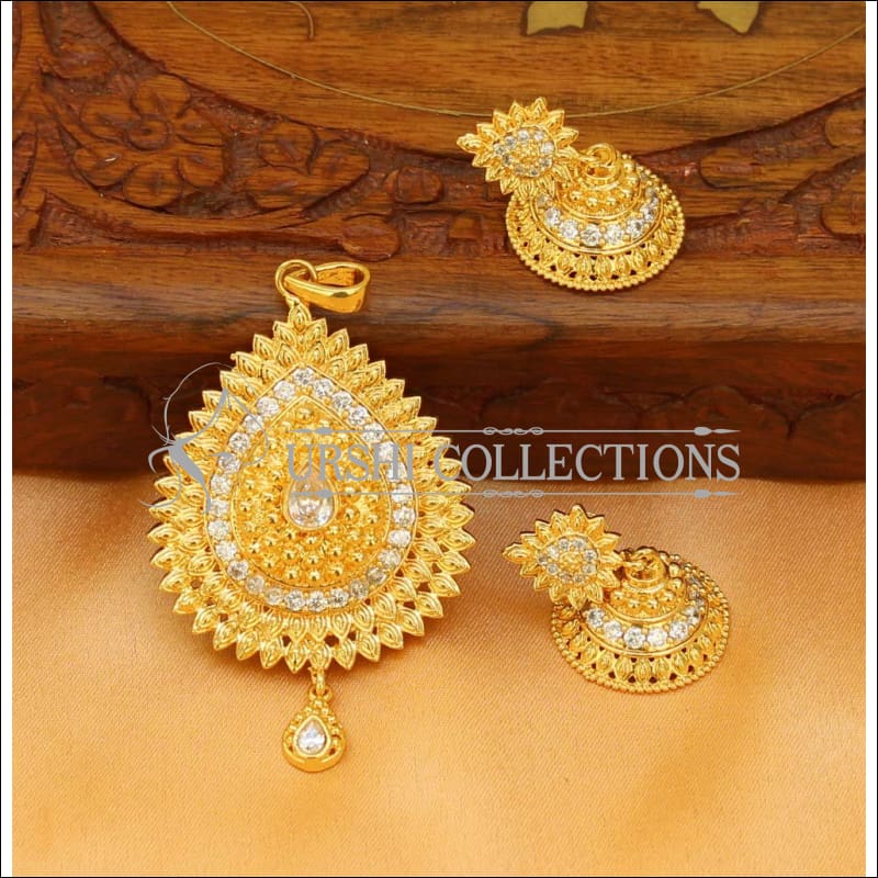 Elegant Gold Plated Pendant Set UC-NEW1783 - White - Pendant Set