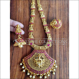 ELEGANT GOLD PLATED TEMPLE NECKLACE SET UTV1073 - RUBY - Necklace Set