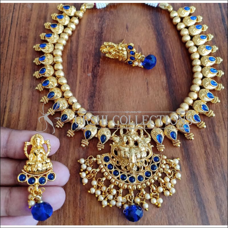 ELEGANT GOLD PLATED TEMPLE NECKLACE SET UTV1140 - Necklace Set