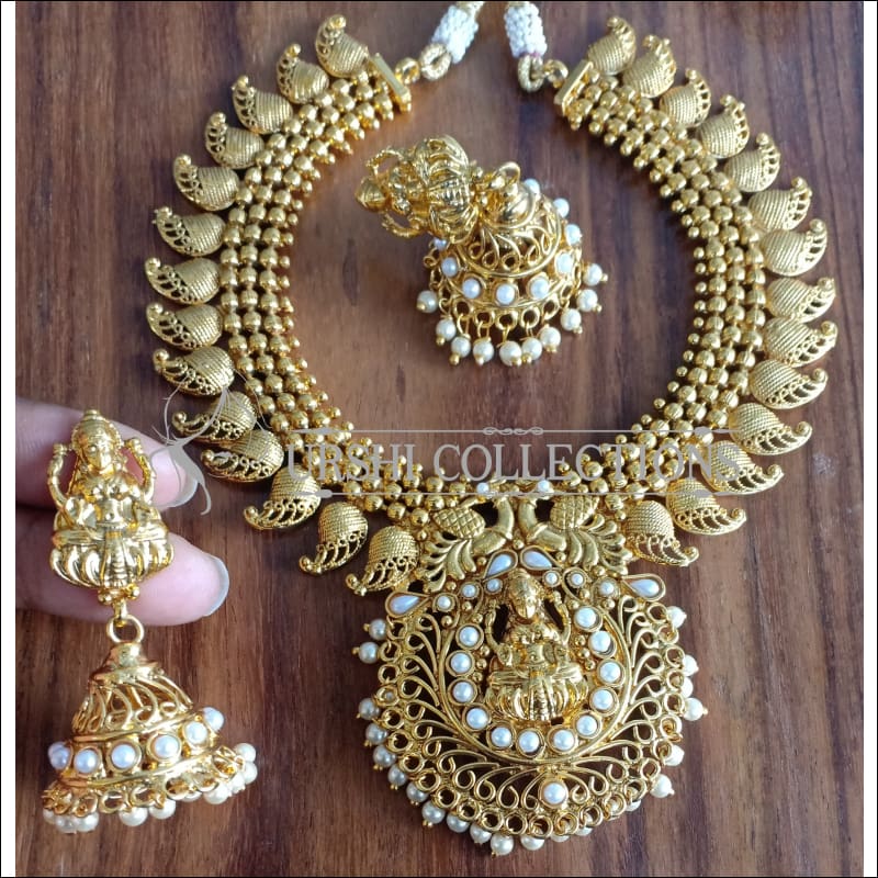 ELEGANT GOLD PLATED TEMPLE NECKLACE SET UTV1150 - Necklace Set