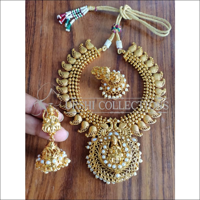 ELEGANT GOLD PLATED TEMPLE NECKLACE SET UTV1150 - Necklace Set