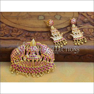 Elegant Gold Plated Temple Pendant Set UC-NEW394 - Ruby - Pendant Set