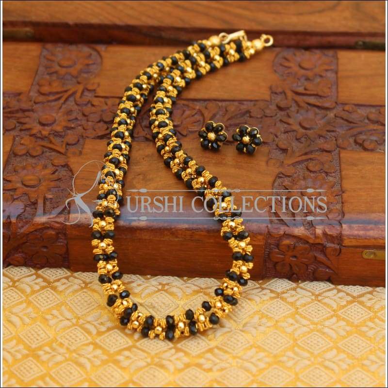 ELEGANT HANDMADE BLACK BEADS NECKLACE UTV474 – Urshi Collections