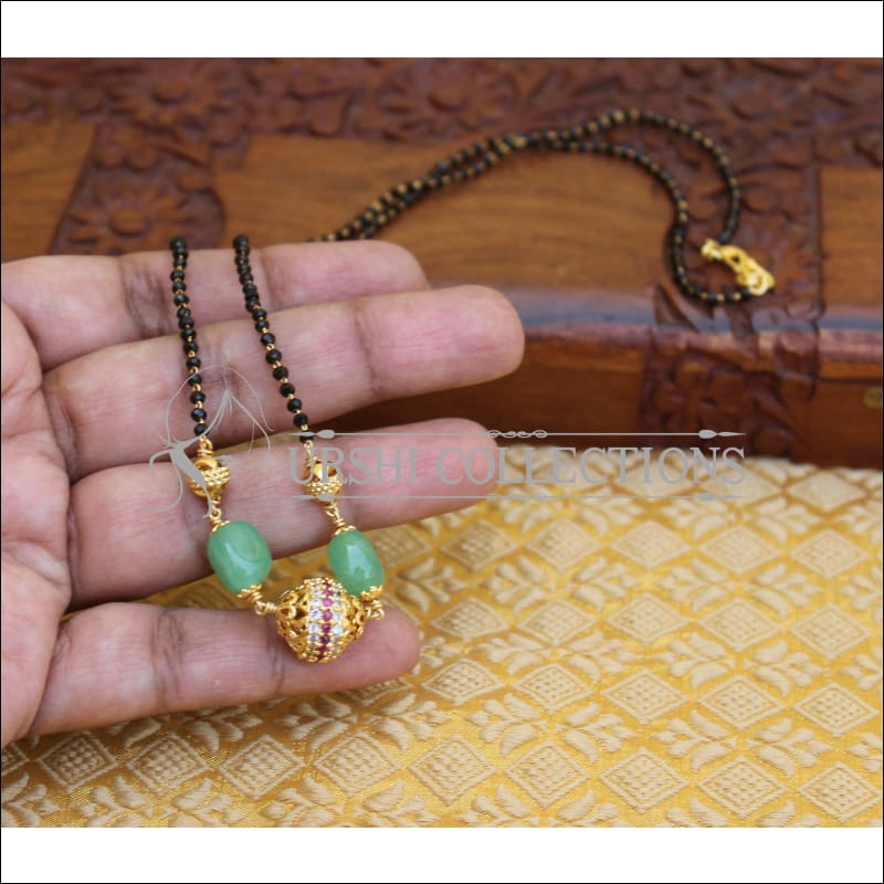 ELEGANT HANDMADE BLACK BEADS CZ NECKLACE UTV476 - Necklace Set