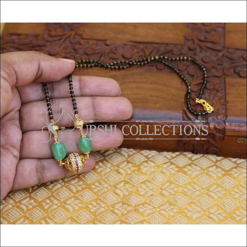 ELEGANT HANDMADE BLACK BEADS CZ NECKLACE UTV476 - Necklace Set