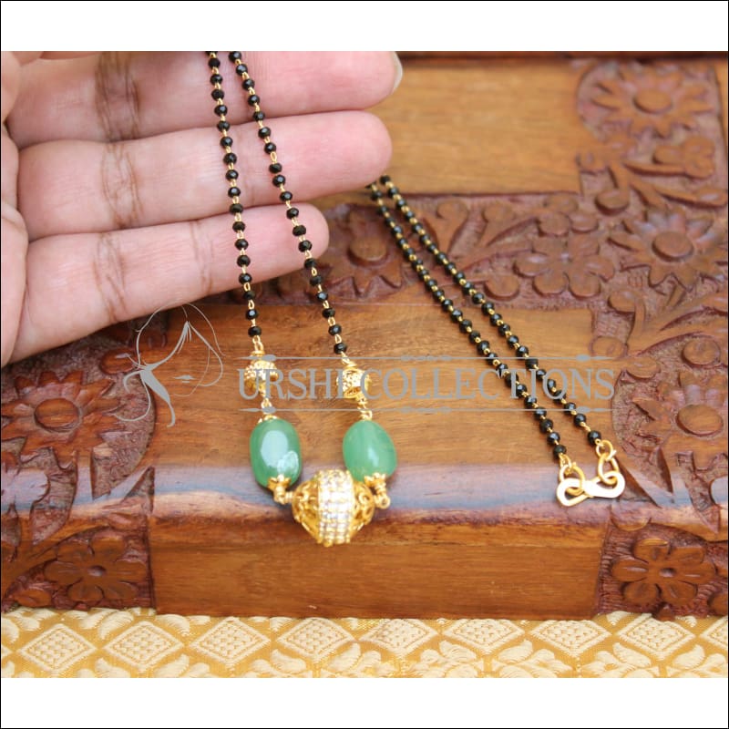 ELEGANT HANDMADE BLACK BEADS CZ NECKLACE UTV480 - Necklace Set